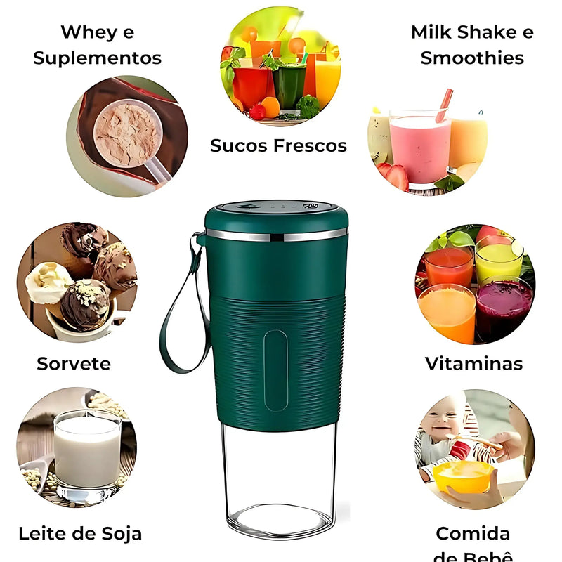 Shakeira Portátil de Vidro 6 Lâminas Recarregável - Fit Shaker©